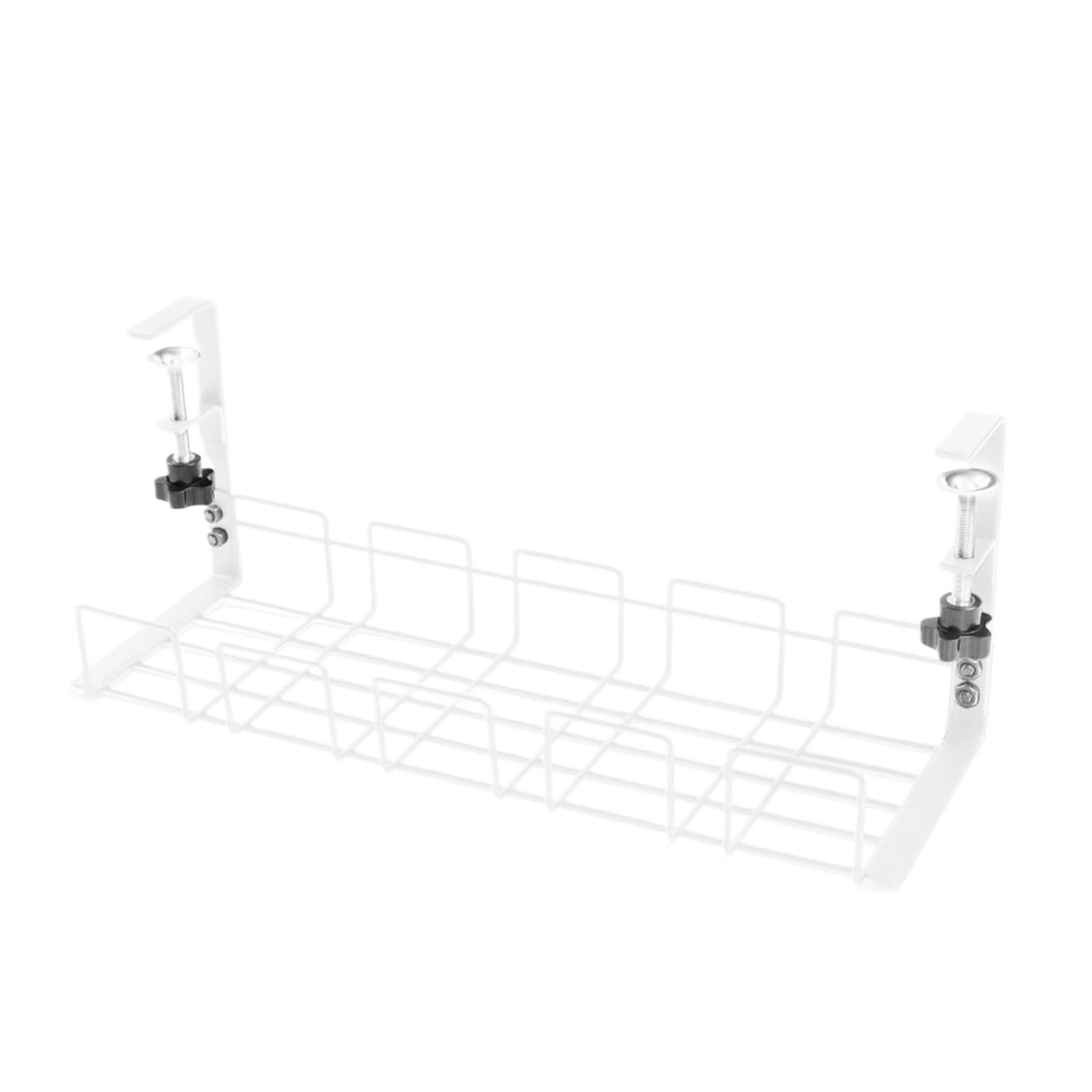 Bandeja Gestion Cables Estante de almacenamiento Metal for debajo del escritorio, bandeja gestión cables, sin perforaciones, organizador for oficina, estante(White)