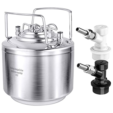 TMCRAFT 1.6 Gallon Mini Ball Lock Keg, Stainless Steel Double Ball Lock Post Corny Keg with Quick Disconnect Set for Home-brewing Cover