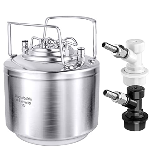 TMCRAFT 1.6 Gallon Mini Ball Lock Keg, Stainless Steel Double Ball Lock Post Corny Keg with Quick...