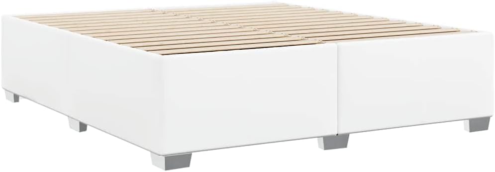California King Bed Frame White Platform Sturdy Durable Slatted Foundation Modern Minimalist Bedroom Furniture Mattress Support Easy Assembly No Box Spring Needed