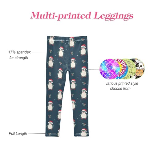 CaTaKu Girls Leggings Penguin Christmas Holly Leggings for Girls Kids Athletic Workout Yoga Pants Size 4-10T4