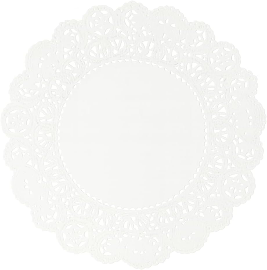 Heyiwell 50PC Disposable Round White Paper Doilies 18“Inch,Normandy Lace Placemats for Tables, Cakes, Desserts Crafts