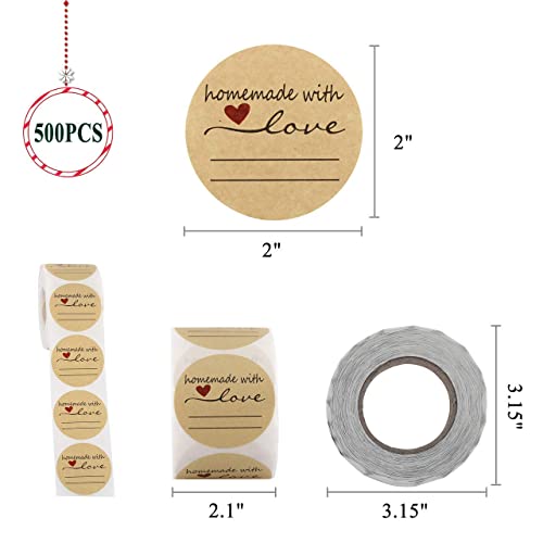 Lpraer 500Pcs 2" Homemade With Love Stickers With Lines For Writing, Adhesive Canning Labels For Jars, Baked Packaging, Cookie Bags, Fudge Containers #TOP3