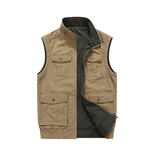 Gilet de photographie homme sans manches grande taille kaki