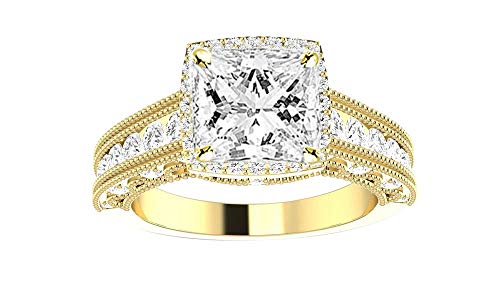 Houston Diamond District 2.75 Carat 14K Yellow Gold Vintage Halo
