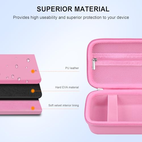 Image of Elonbo Carrying Case for Make It Real Snap N' Glam Hair Styling Set, Girls Hair Styling Tool Storage Bag, Butterfly Gem Travel Organizer, Pocket fits Reusable Bead Clips, Gems Accents, Dark Pink