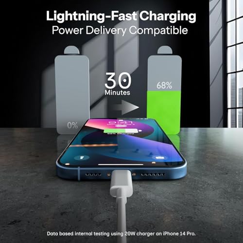 Image of Teeind USB to Lightning Cable, MFi Certified Fast Charging & Data Sync Charging Cable Compatible with i Phone 14, 13, 12, 11, X, XS, XR, 8 Plus & i Pad, Durable Lightning Cable, Warranty