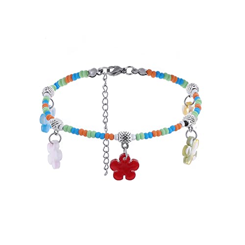 Dremcoue A Anklets For Women Personalized Beaded Ankle Bracelets For Women Morse Code Love Anklets Butterfly Flower A-Z Letter Anklets Colorful Boho Anklets For Women Girls 6 Pcs #TOP7