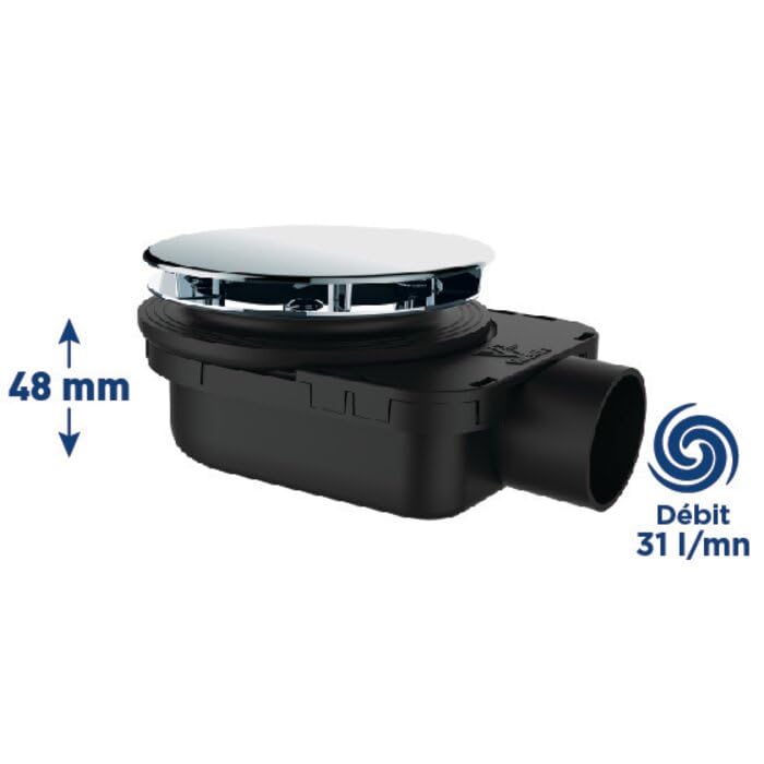 Bonde de douche ultra plate Smart Good Print - Diamètre 90 mm - 31 l/min - Valentin