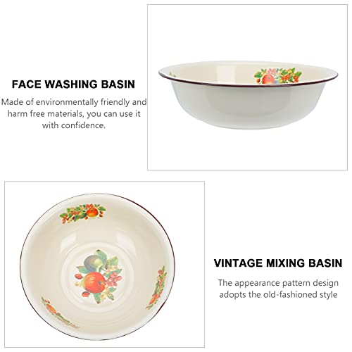 Yardwe Retro Enamel Bowl, Enamel Basin Enamel Soup Basin Enamel Bowl Plate Enamel Mixing Bowl For Salads, Vegetables, Soups, Fruits ( 26Cm/ 10. 2Inch Random Style ) #TOP1