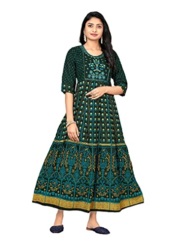 Kurti indien traditionnel vert foncé XL 42 tunique ethnique décontractée pour femme