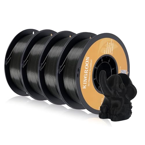 Image of Kingroon PLA 3D Printer Filament, Dimensional Accuracy + /- 0.02 mm, 1kg Spool(2.2lbs), 1.75 mm, 4KG Black