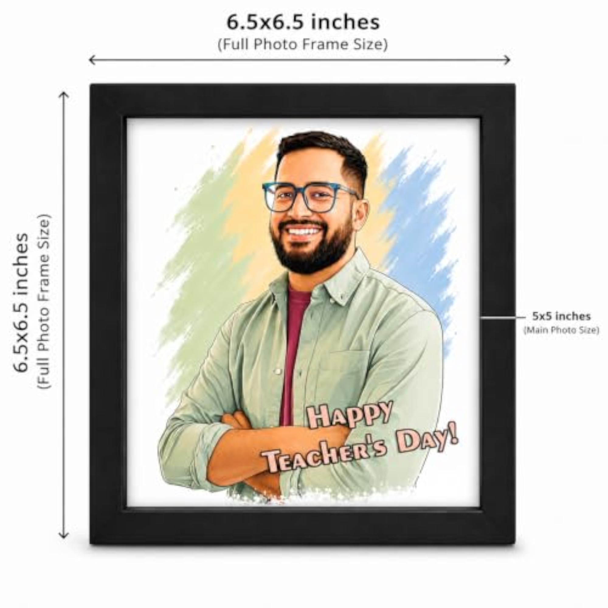 Personalized Teacher's Day Cartoon Photo Frame, Custom Gift