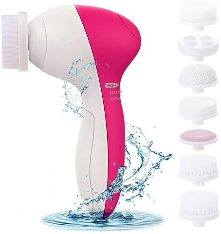 Get Flawless Skin with 7 in 1 Multifunction Electric Facial Cleansing Brush Massage Anti Aging Derma Face Scrubber Acne Blackhead Remover + European Super Nutrient Facial Cream $25 in value + E-Book