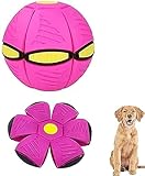 GORGOU Dog Flying Saucer Ball -Light OwowPet Pet Magic Ball Interactive Decompression Kids Pet Toy Puppy Birthday Pet Dog Balls (Peach)