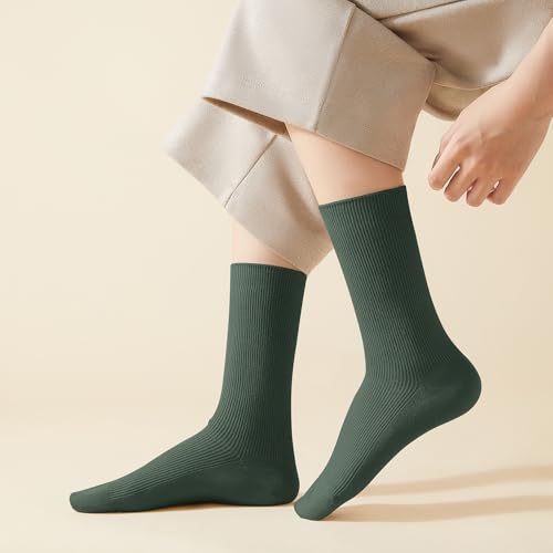 Image of J-BOX 10 pairs Crew Socks for Women Knit Ribbed Cotton Socks Running Athletic
