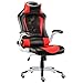 JL Comfurni Gaming Stuhl Computerstuhl Bürostuhl Ergonomischer PC Stuhl höhenverstellbar Schreibtischstuhl 360°drehbar mit verstellbaren Armlehnen und Kopfstütze aus Kunstleder Rot