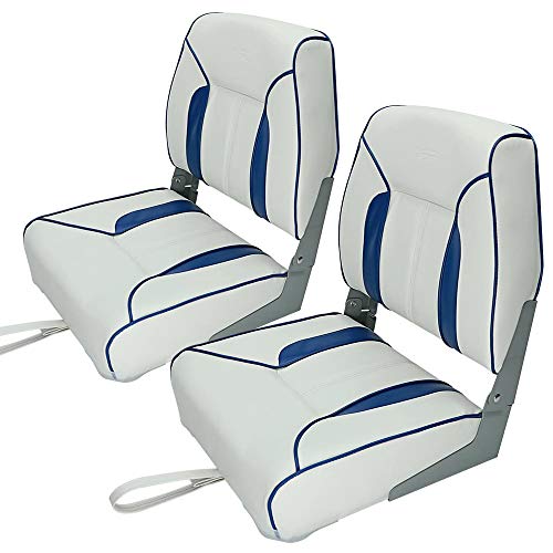 Sièges de bateau pliables MSC de qualité marine en vinyle blanc bleu