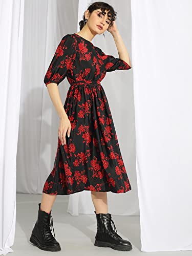 Image of KOTTY Polyester Fit and Flare Midi Women Dress