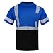 HIS ZEST High Visibility T Shirts for Men,Safety Reflective Short Sleeve Class 3 Shirt with Pocket for Work Construction,Blue+Black L