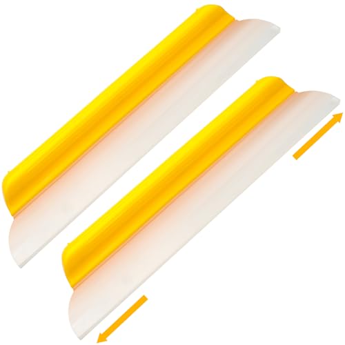 Lanties 2 Pack 14 inch Car Drying Squeegee Longer Silicone Automotive Water Wiper Flexible Auto T-Bar Rubber Blade for Car Windshield Glass Window Bathroom Shower Squeegees Wash Tool(Yellow)