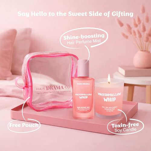 Image of Hair Drama Co. Hair & Body Mist Prefume Fragrance Gift Sets for Women | Hair & Body Perfume Mists & 1 Soy Wax Candles | Gift Hamper for Her | Festive Scented Candles