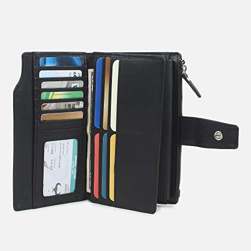 Genuine Leather Clutch for Women - Large Ladies Purse with Coin Pocket - RFID2