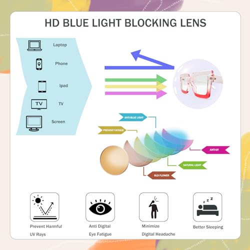 Image of Oversized Blue Light Blocking Glasses with Chic Square Frame for Women Men Multicolor