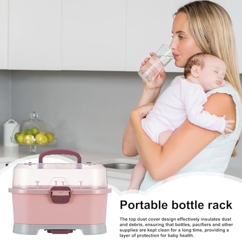 Rack de séchage de bouteille bébé portable et boîte de stockage de grande capacité