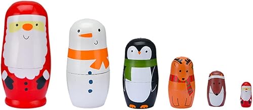 Muñecos anidables de Papá Noel, muñeco de nieve de Navidad Matryoshka, muñecas de madera hechas a mano para niños, decoración de cumpleaños de