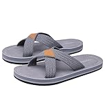 Harssidanzar Men's Cross Slide Sandals Slip on Comfortable Lightweight Summer Slipper Shoes For Indoor and Outdoor Quick-Dry KM229UK,Gray,Size 11