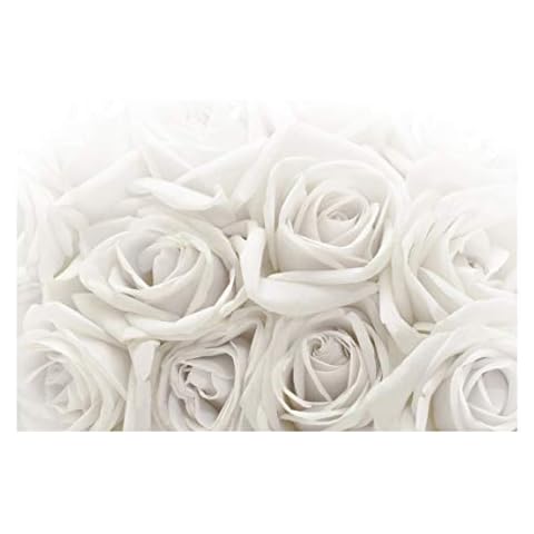Bilderwelten Non-Woven Wallpaper Premium - White Roses - Mural Wide Wallpaper Wall Mural 3D Wallpaper Photo Feature Wall-Art Wallpaper murals Bedroom Living Room, Dimension HxW: 255cm x 384cm Cover