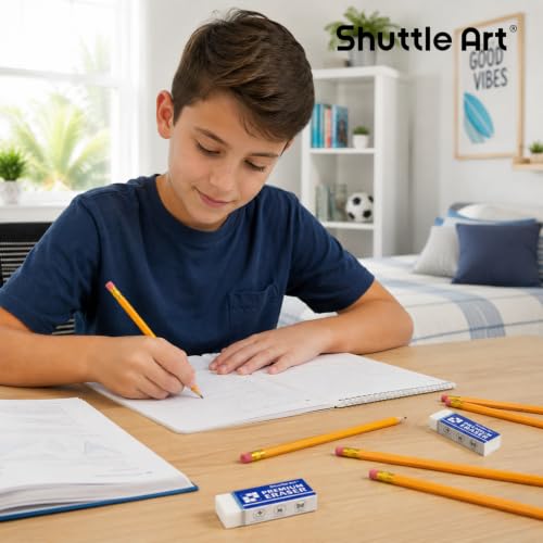 Image of Erasers, Shuttle Art 288 Pack Premium Erasers Bulk, White Eraser Classroom Set for Kids Teachers as School and Office Supplies