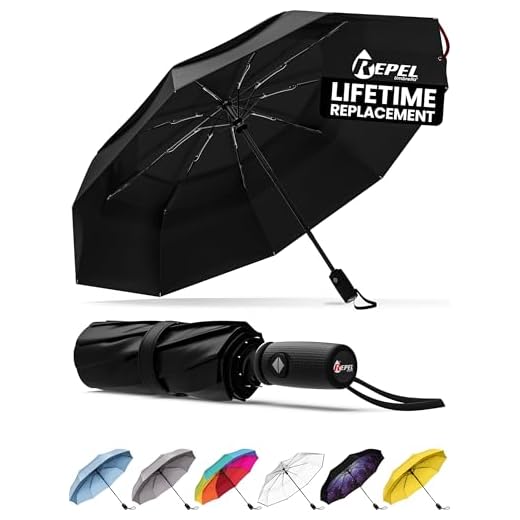 Repel Paraguas plegable Antiviento y - Apertura automática fácil - Paraguas Grande, Guarda Chuva Compacto y Duradero, Estructura de Fibra de Vidrio Resistente - Cabe en una Mochila o Bolso