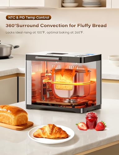 Image of KBS 19-in-1 Programmable Bread Maker, 2LB Bread Machine with Healthy Ceramic Pan, Stainless Steel Bread Maker Machine with 15H Timer& 1H Keep Warm, Sourdough, Gluten Free, 3 Crust Colors, 53 Recipes
