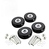 RichVibe 4 piezas de equipaje para ruedas de repuesto con rodamientos de identificación de 6 mm, reparación de maletas, opciones de 50/45/60 mm, kit de rodillos que incluye ejes, tornillos, arandelas