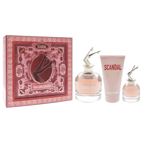 Skandal autorstwa Jean Paul Gaultier dla kobiet - 3 szt. Zestaw prezentowy 2,7 oz EDP Spray, 0,20 oz EDP Spray, 2,5 uncji perfumowany balsam do ciała