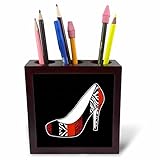 3dRose ph_57145_1 I Love Shoes Animal Print High Heel Shoe Red Cheetah and Zebra Tile Pen Holder,...