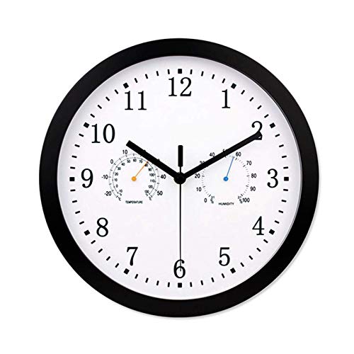 Horloge de jardin d'extérieur avec thermomètre et hygromètre, 30,5 cm, cadre en métal mural, étanche, pointeur à manchon en cuivre pour intérieur/extérieur