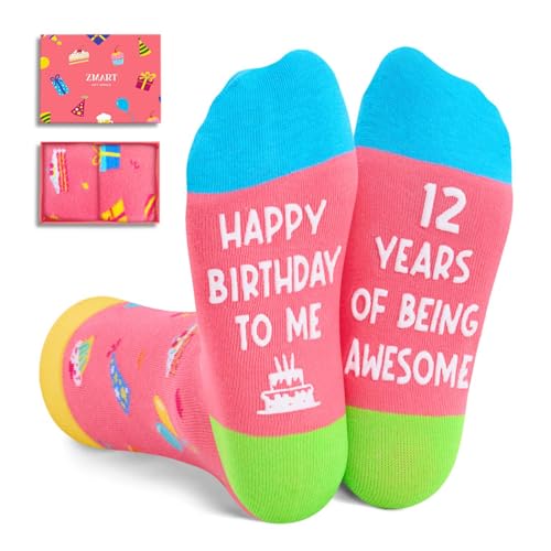 Zmart 12th Birthday Socks Gift Box - Funny Socks for 12 Year Old Girls Boys, Birthday Party Present Christmas Stocking Stuffer