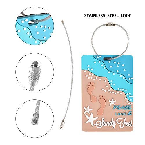 Unique Cute Luggage Tags for Women Men, Travel Suitcase Tags Summer Beach Luggage Tags Series Identify Label with Loop 6Pcs4