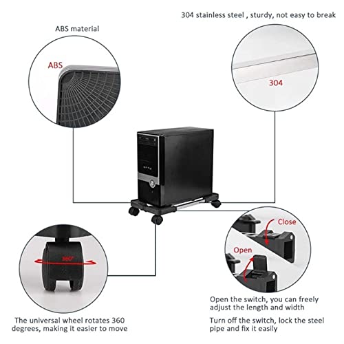 Soporte móvil para CPU, soporte ajustable para chasis de PC con ruedas giratorias bloqueables (modelo A) miniatura 5