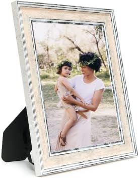EcoHome 5x7 Picture Frame Distressed Cream - Mount Desktop Display, Frames Beige