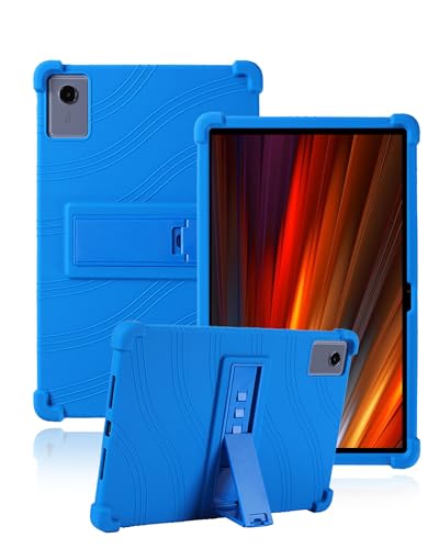 Coque silicone Lenovo Idea Tab Plus bleue pour travailler confortablement au café