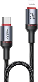 كابل Type-C إلى Leghtning بطول 2 متر قدرة 27W للشحن السريع من Next store سلك مضفر 48 خيط مع مؤشر ضوء LED لنقل البيانات تصميم متين مرن آمن عملي للاستخدام اليومي بجودة عالية-CA184