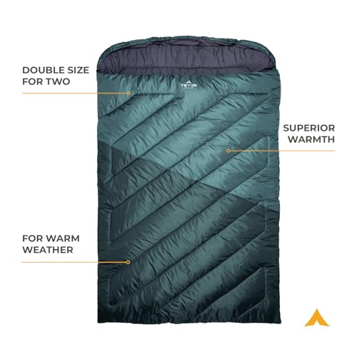 Image of Teton Mammoth Queen Size Double Sleeping Bag- A Warm Bag the Whole Family can Enjoy - Great for Camping, Hunting and Base Camp. Compression Sack Included