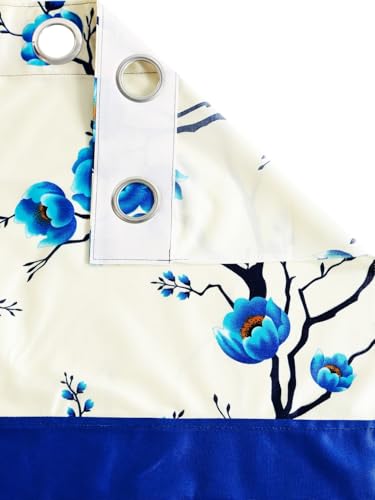 Image of Fashion String 2 Pieces 3D Tulip Patch Grommet Polyester Door Curtains - 7 Feet, Blue