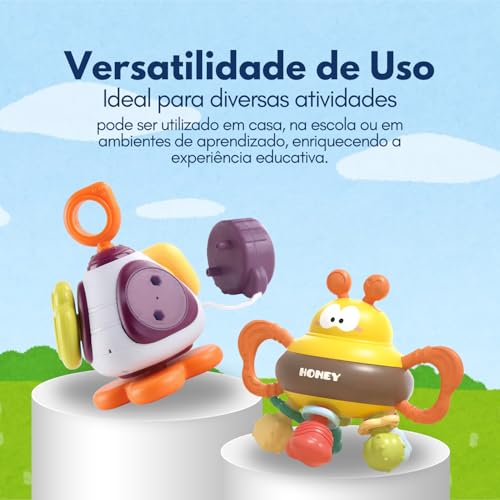 Kit 2x Brinquedo Montessori 1 Ano Kidino Brinquedo Sensorial Interativo Bebe 2 em 1 Cubo de Atividad