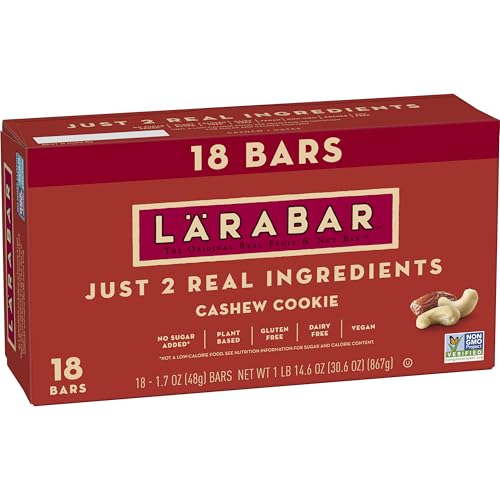 Larabar Cashew Cookie, Gluten Free Vegan Fruit & Nut Bars, 1.7 oz, 18 ct