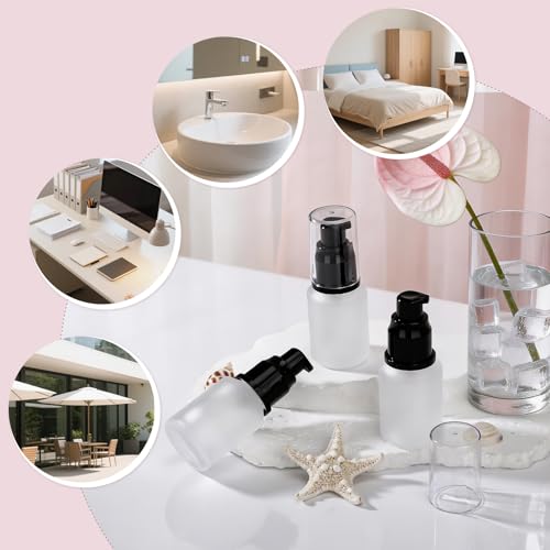 Image of Segbeauty 1oz Frosted Glass Travel Bottles for Lotion, 3pcs Matte Translucent Empty Essential Oil Bottle, 30ml Travel Size Skincare Containers, Cream Pump Bottle, Toiletry Bottles for Liquids